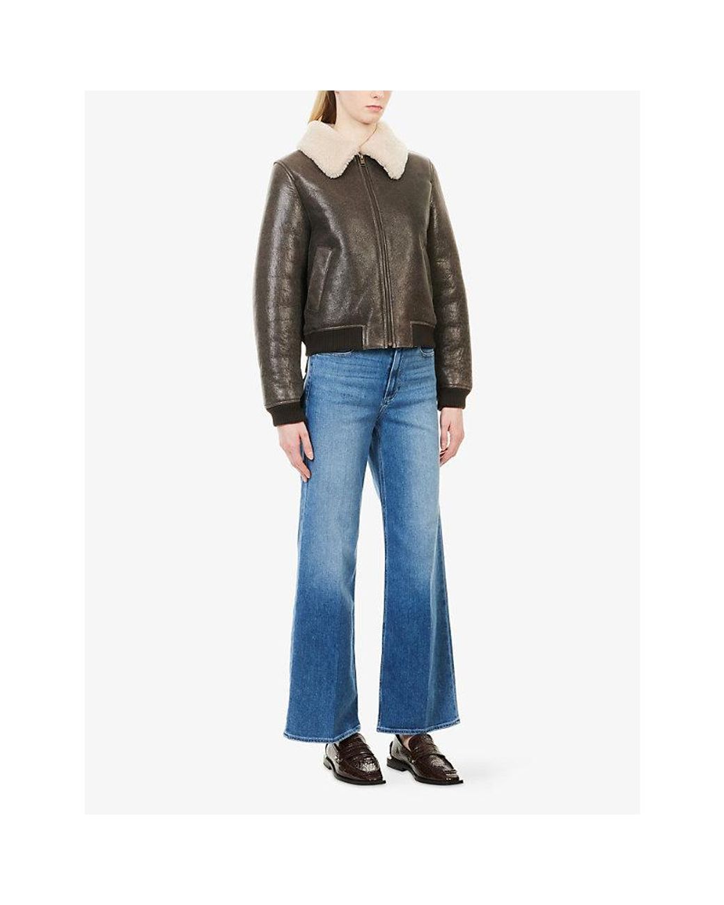 PAIGE Blue Anessa 31In Wide-Leg Denim Jeans