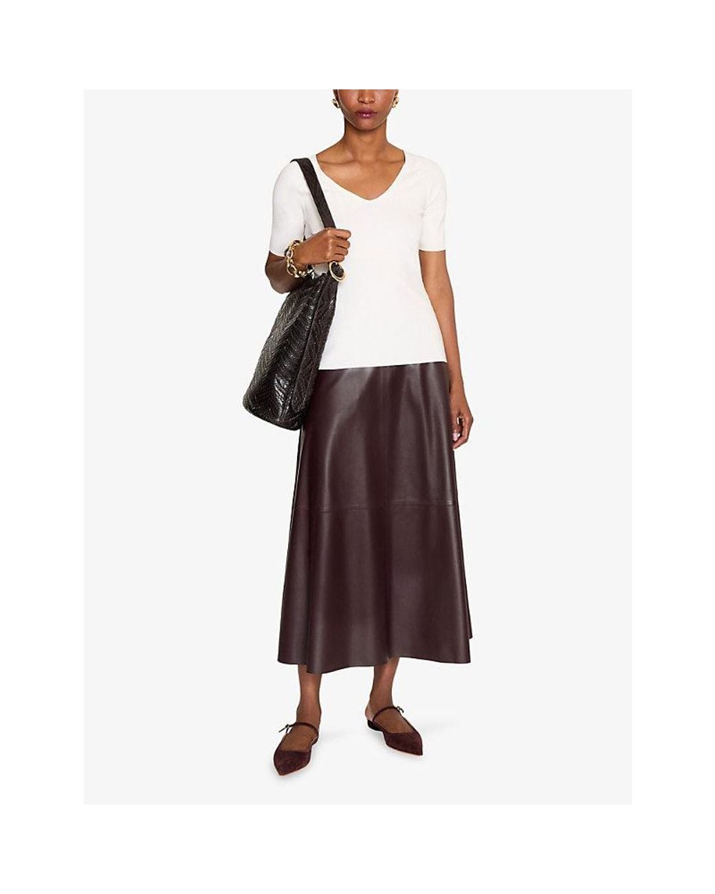 Joseph White Elly V-Neck Short-Sleeve Silk Top