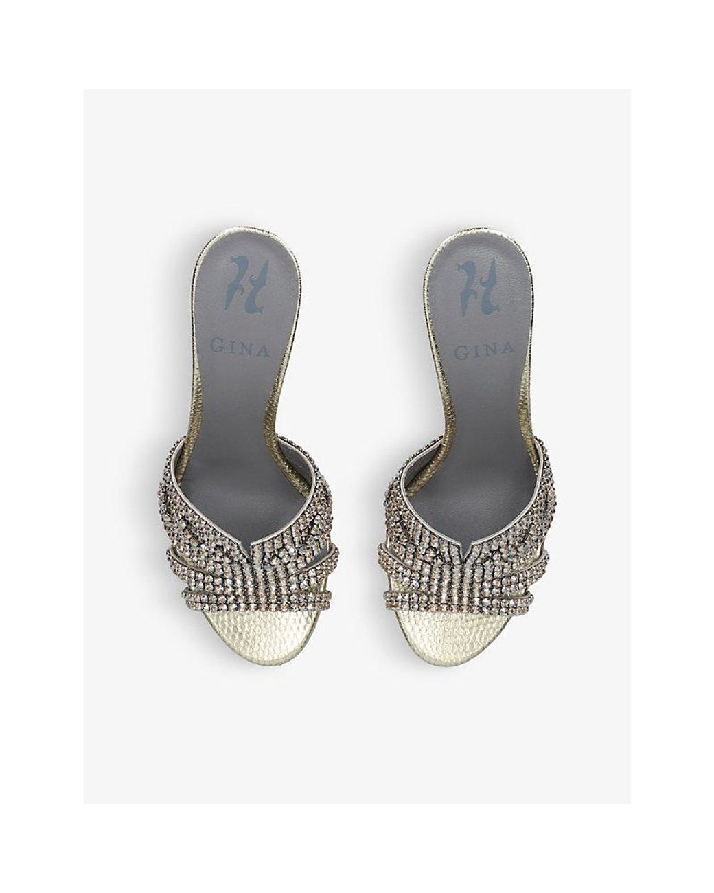Gina Jarrah Embellished Leather Heeled Mule Sandals in White | Lyst