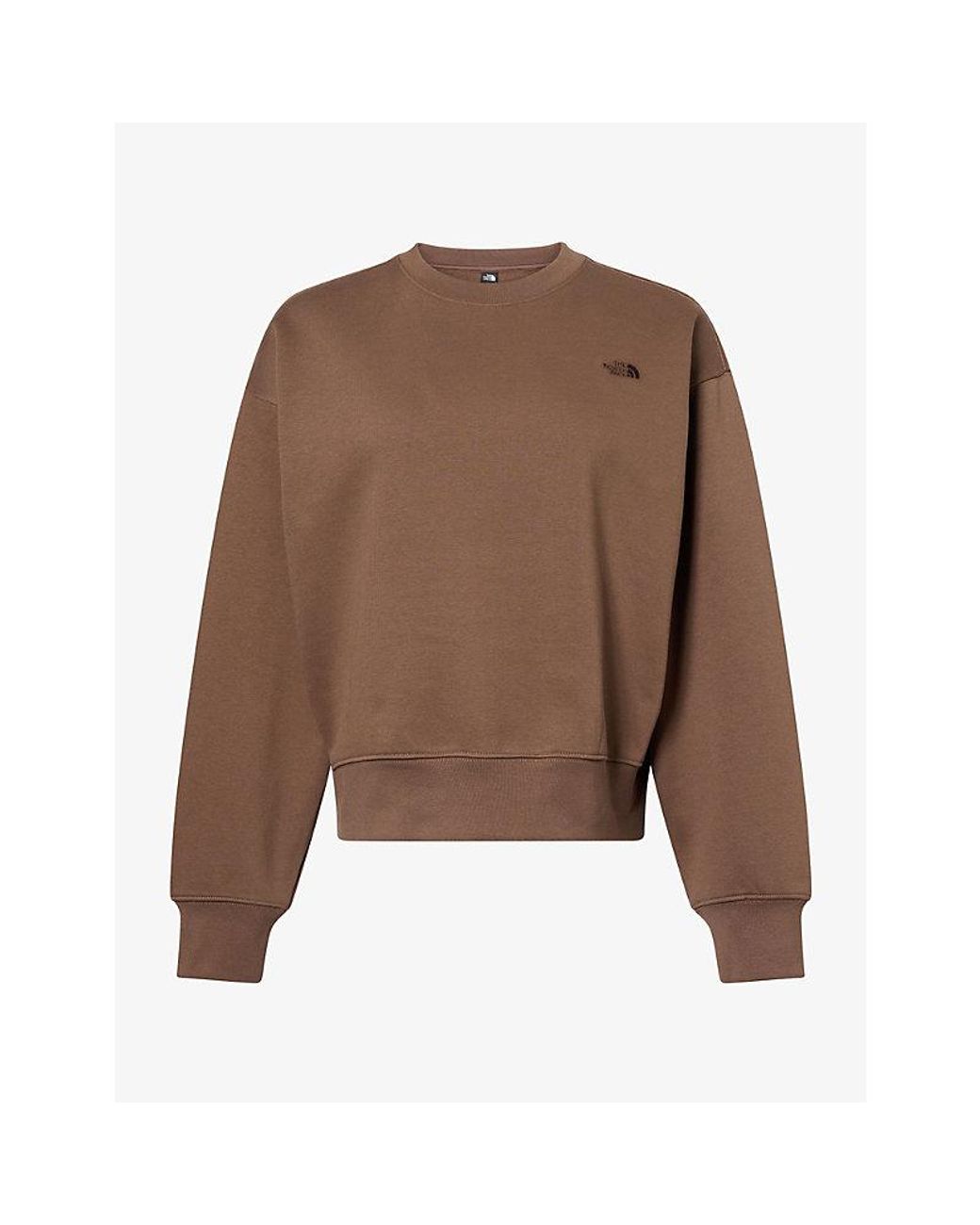 The North Face Brown Logo-Embroidered Boxy-Fit Cotton-Blend Sweatshirt