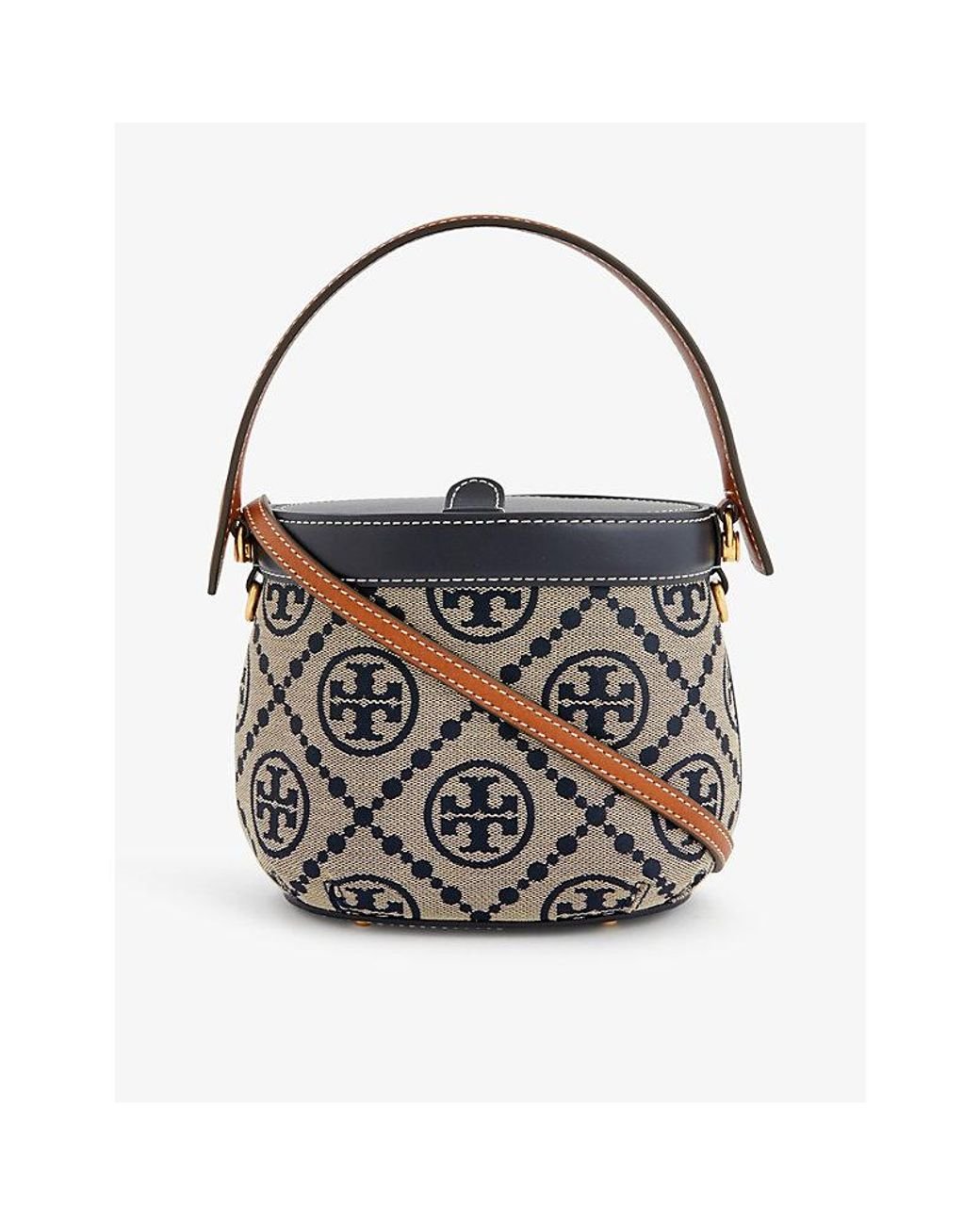 Tory Burch T Monogram Cotton blend Top handle Bag in White Lyst