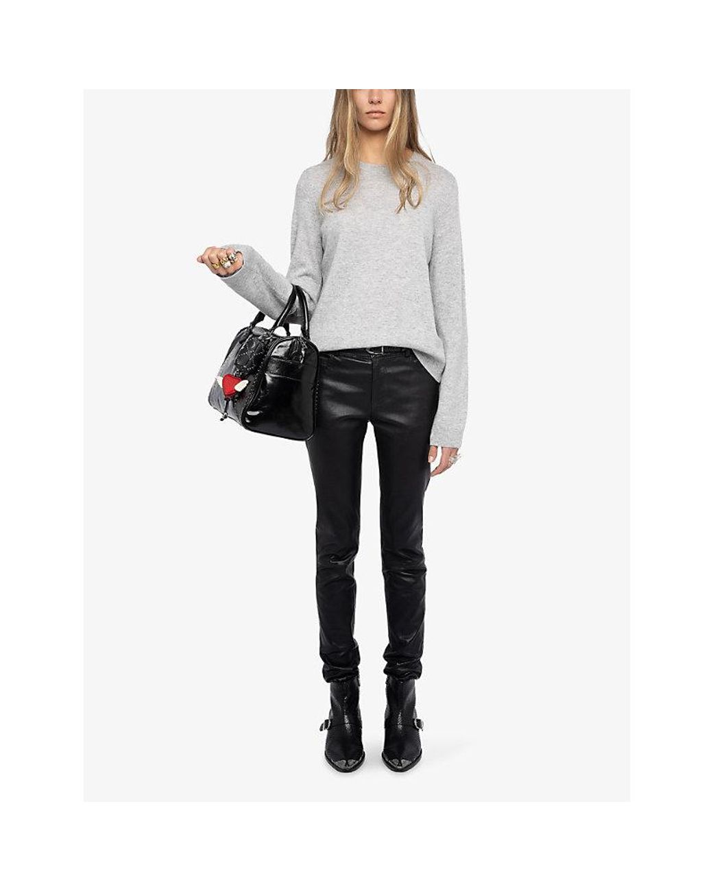 Zadig & Voltaire White Cara Elbow-Patch Wool And Cashmere Jumper