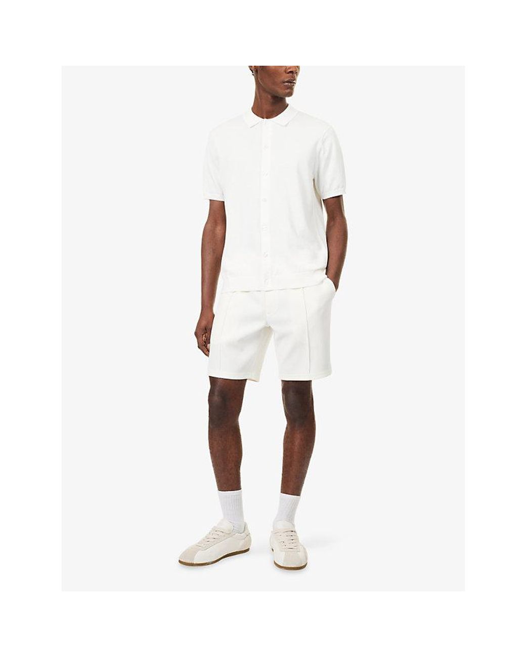 Arne White Short-Sleeve Knitted Cotton Shirt for men