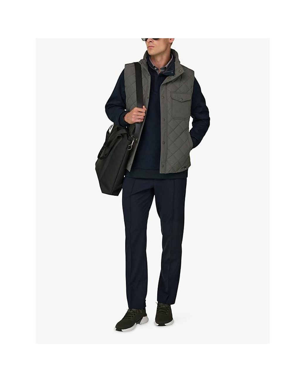 Boggi Gray Padded Patch-Pocket Woven Gilet for men