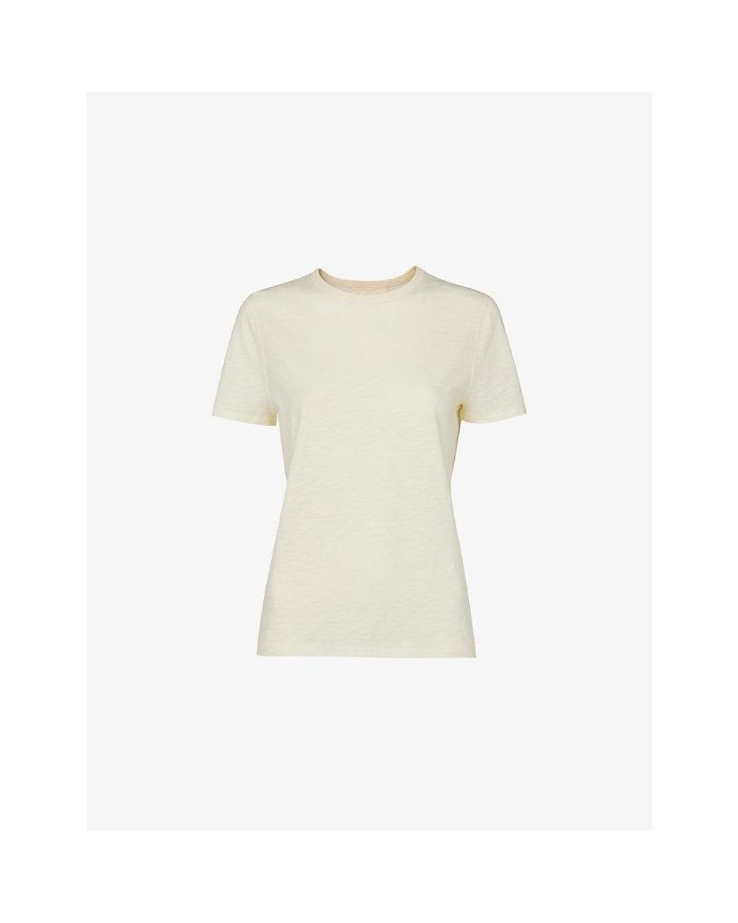 Whistles Natural Posie Double-Trim Short-Sleeve Cotton T-Shirt