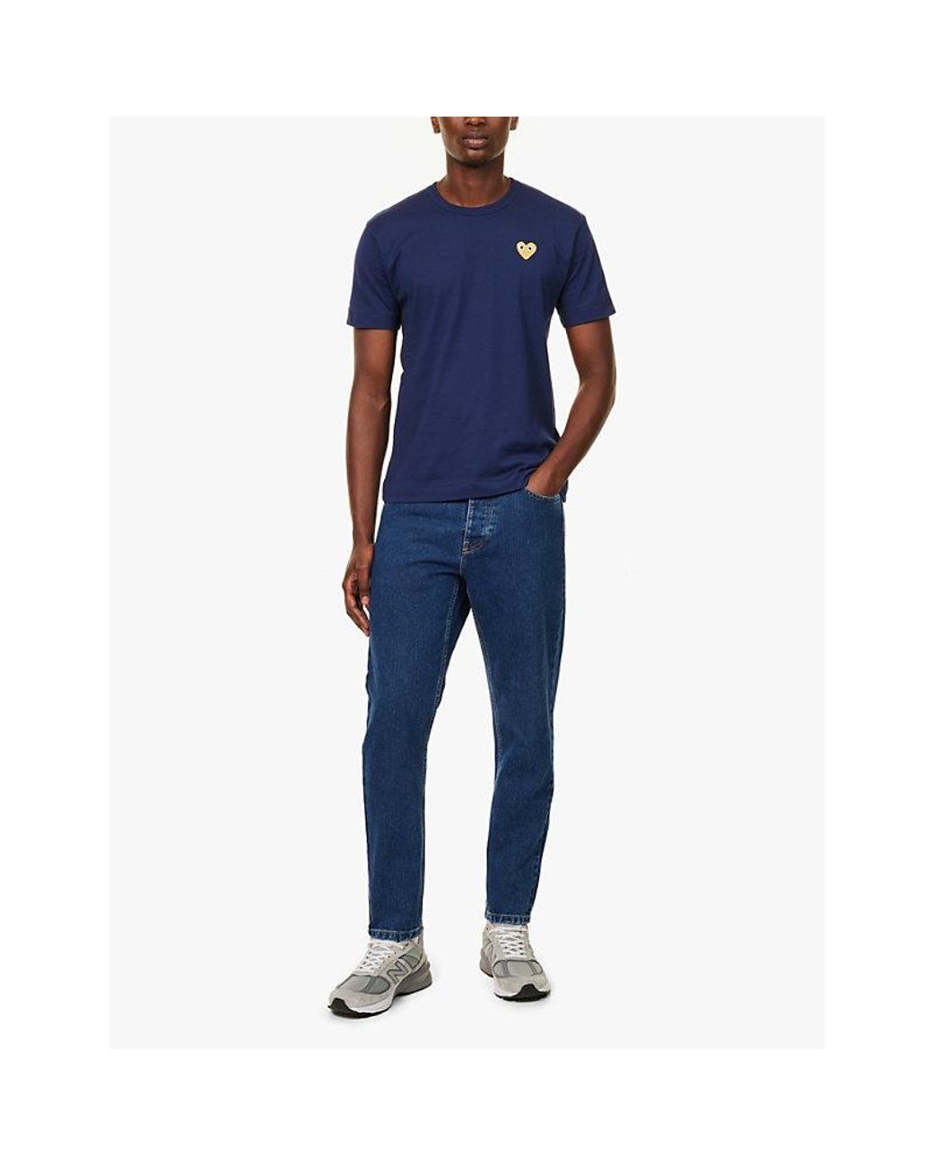 COMME DES GARÇONS PLAY Blue Small Heart Brand-Appliqué Cotton-Jersey T-Shirt for men