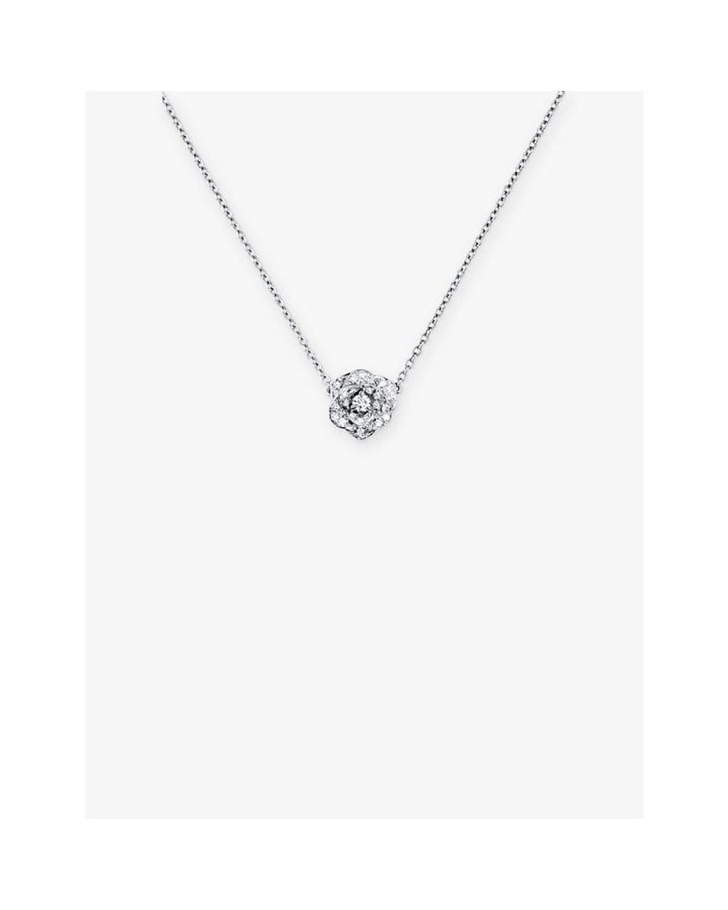 Piaget White Rose 18Ct- And 0.22Ct Diamond Pendant Necklace