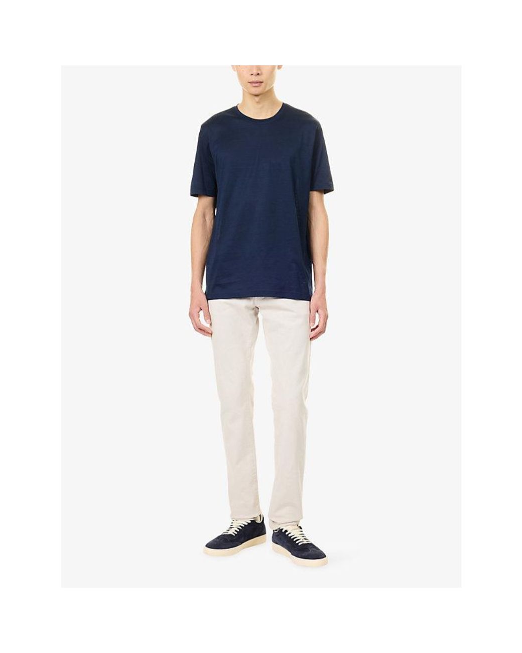 Corneliani Blue Crew-Neck Mercerized Cotton T-Shirt for men