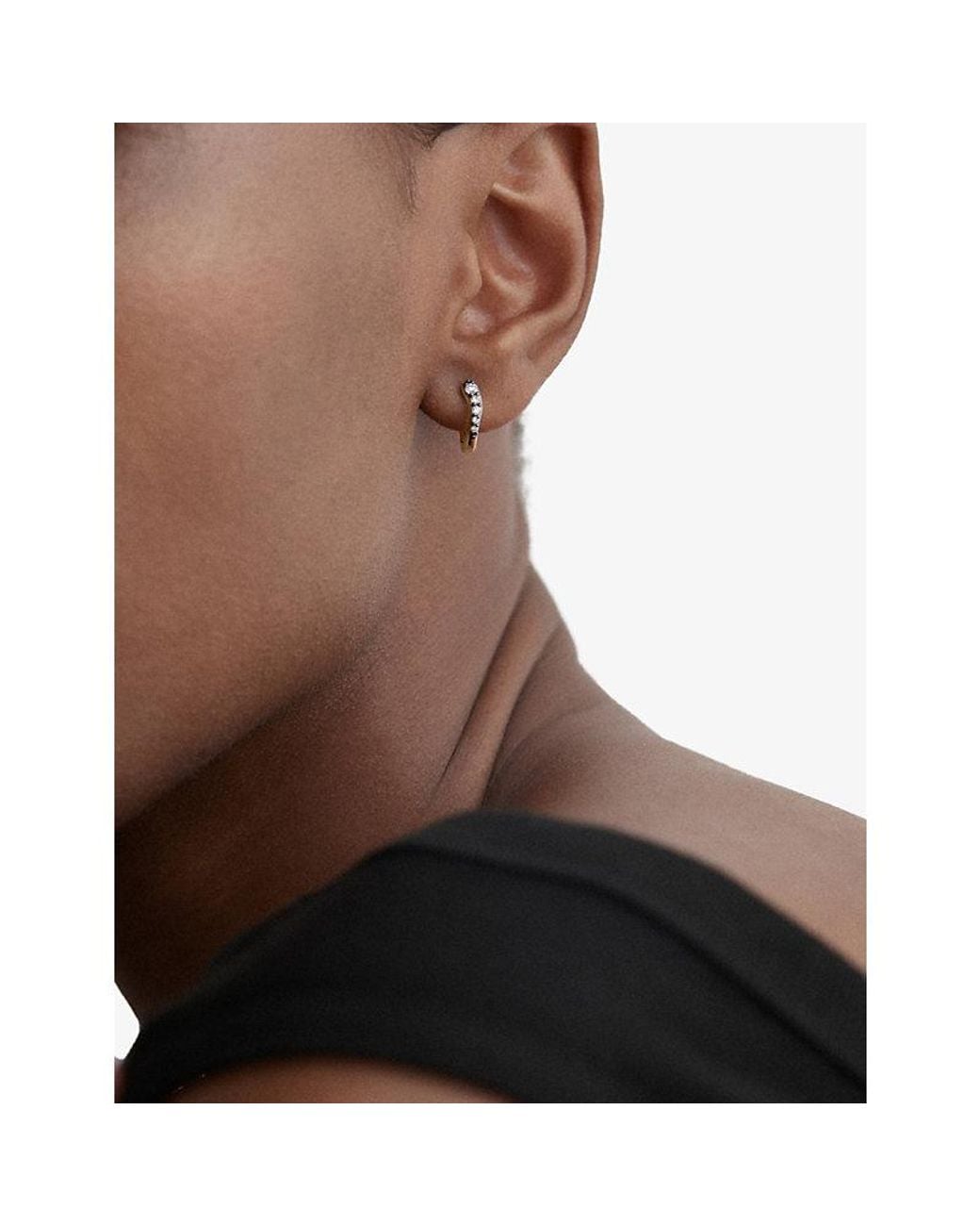 Monica Vinader Metallic Riva Pavé Diamond Blackened 18Ct Vermeil And 0.14Ct Lab Grown Diamond Huggie Earrings
