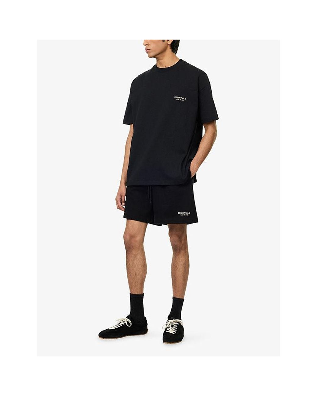 Fear Of God Black Classic Logo-Print Cotton Shorts for men