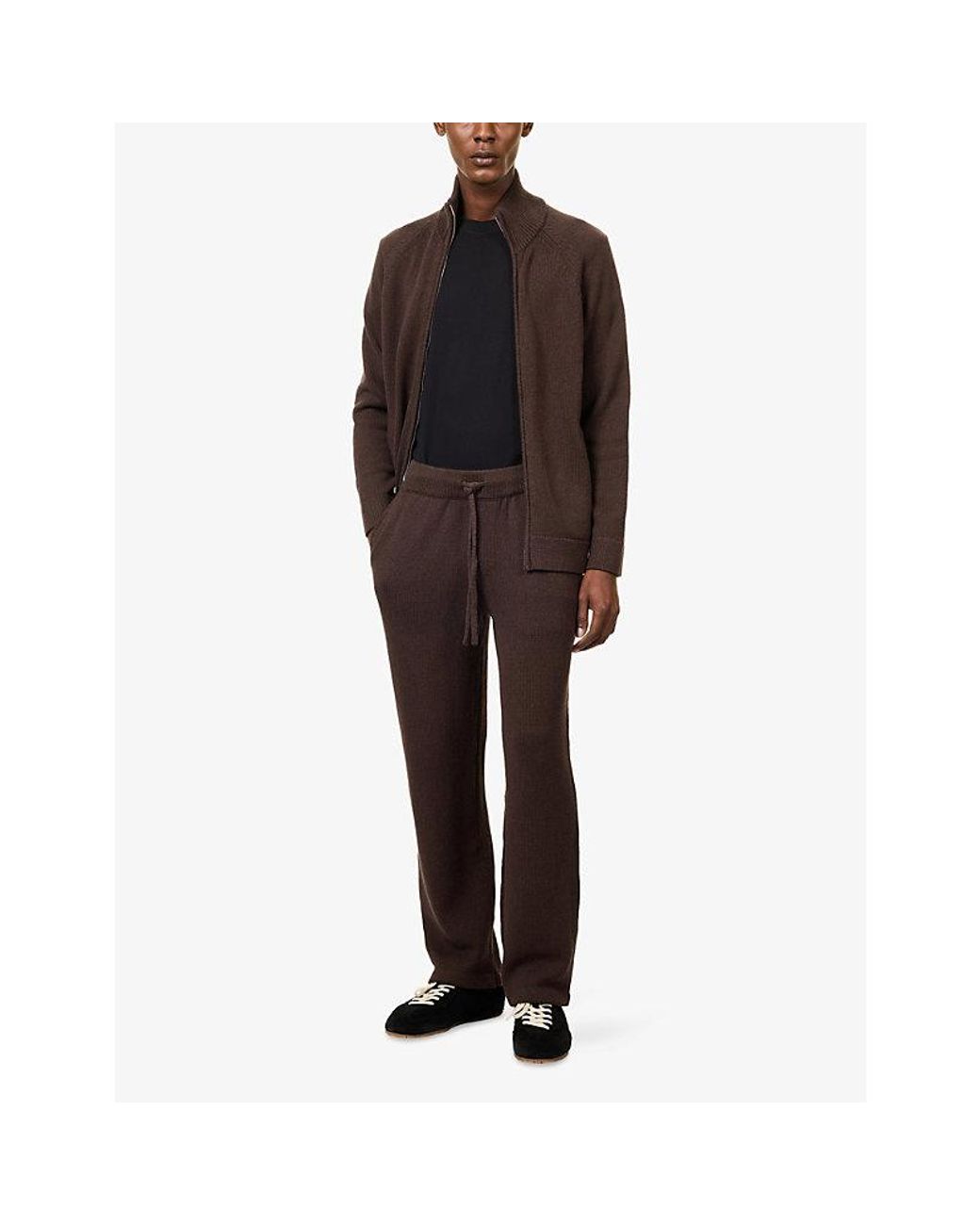 PAIGE Brown Willits Straight-Fit Cotton And Cashmere Jogging Bottoms for men