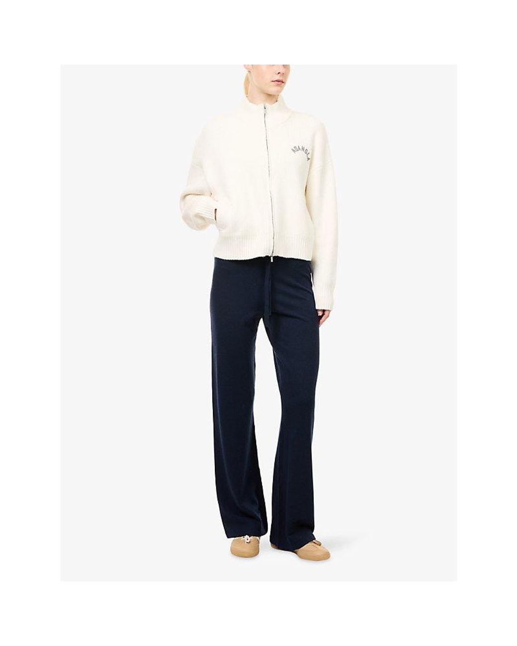 ADANOLA Blue Straight-Leg Knitted Trousers