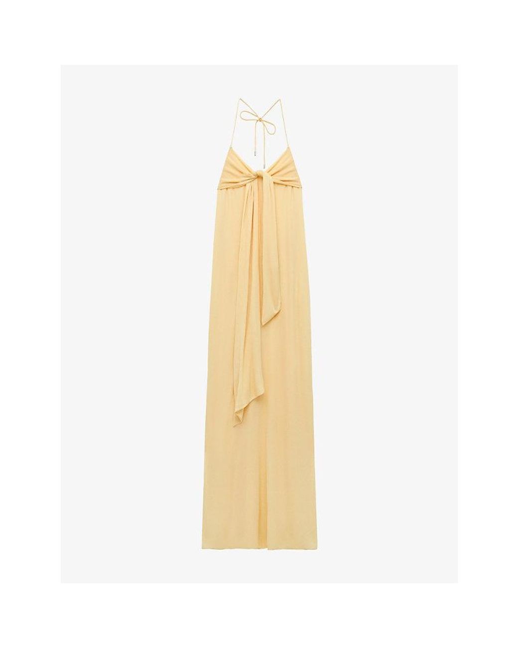Loewe Metallic X Paula's Ibiza Tie-Front Halterneck Woven Maxi Dress