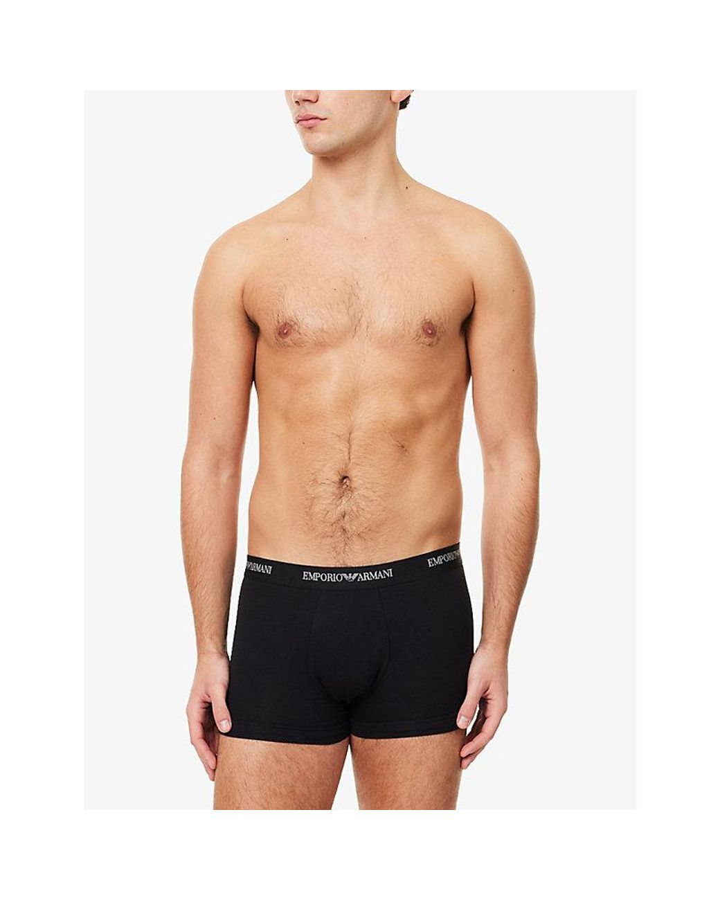 Emporio Armani Black Branded-Waistband Pack Of Three Cotton-Jersey Boxer Briefs for men