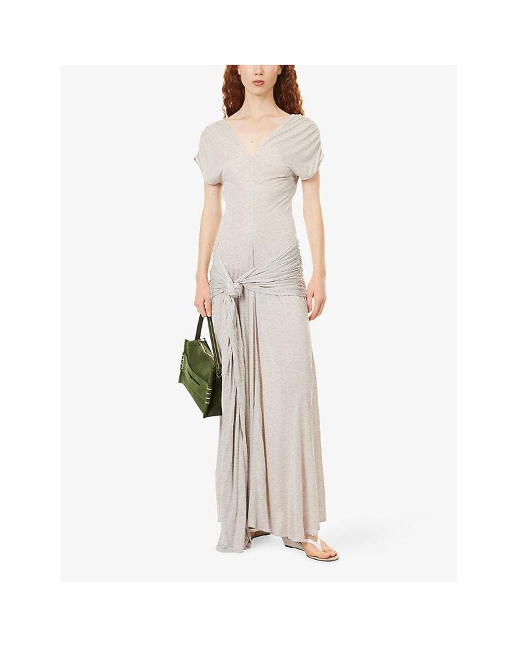 J.W. Anderson White Front-Knot Draped Jersey Maxi Dress