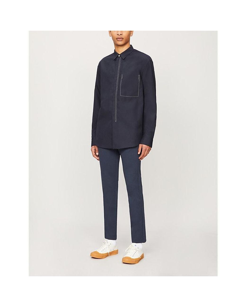 PAIGE Blue Stafford Slim-fit Tapered Stretch-jersey Trousers for men
