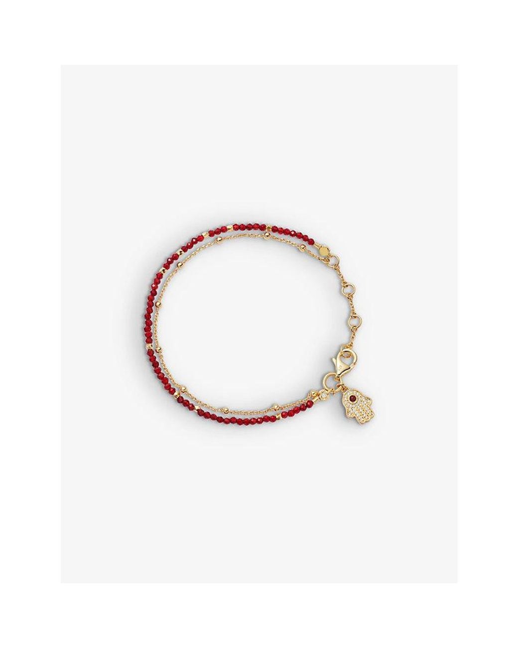 Astley Clarke White Fine Biography Hamsa Hand 18Ct- Plated Sterling- And Carnelian Bracelet