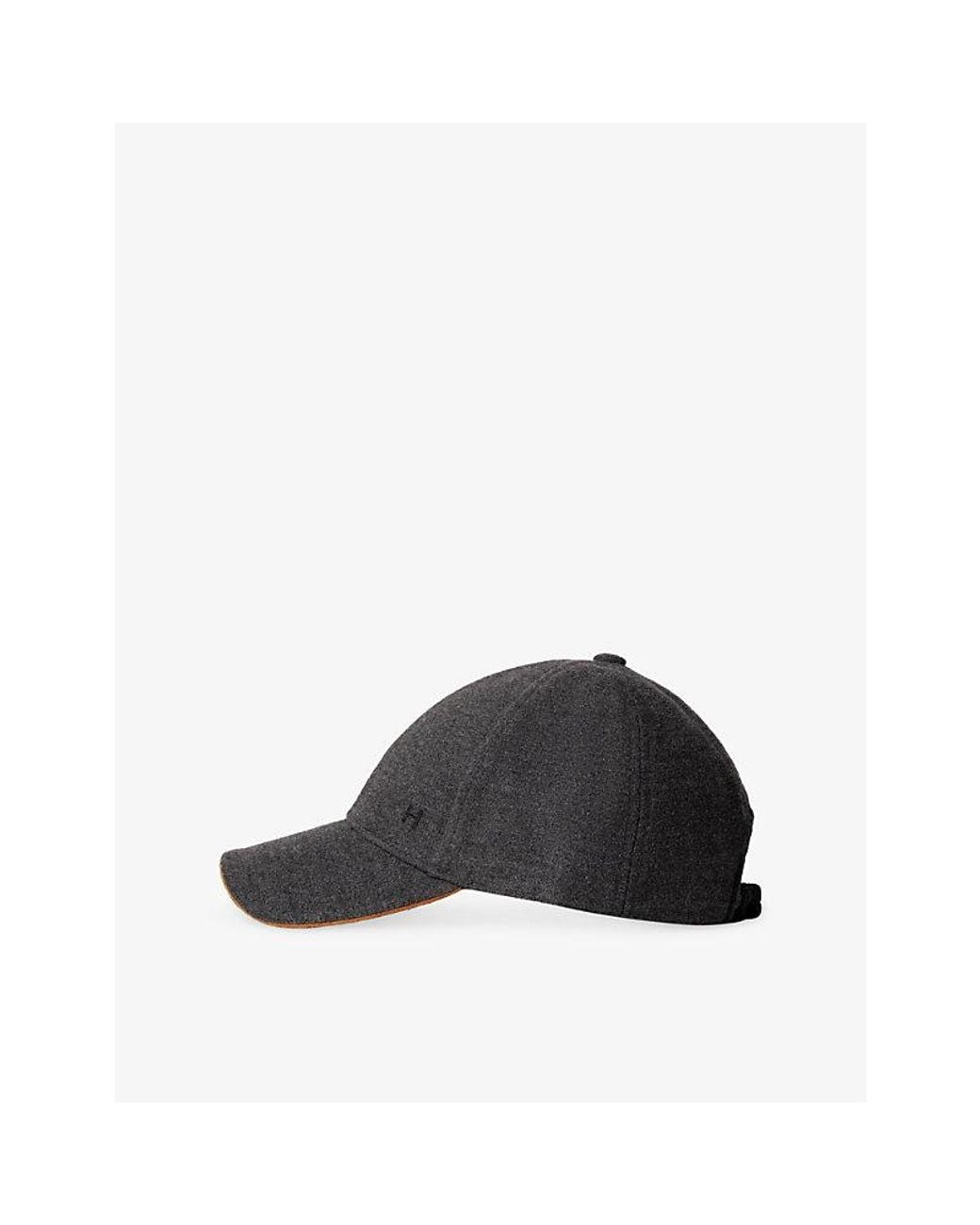 Hackett Black Brand-Plaque Wool-Blend Flannel Baseball Cap for men