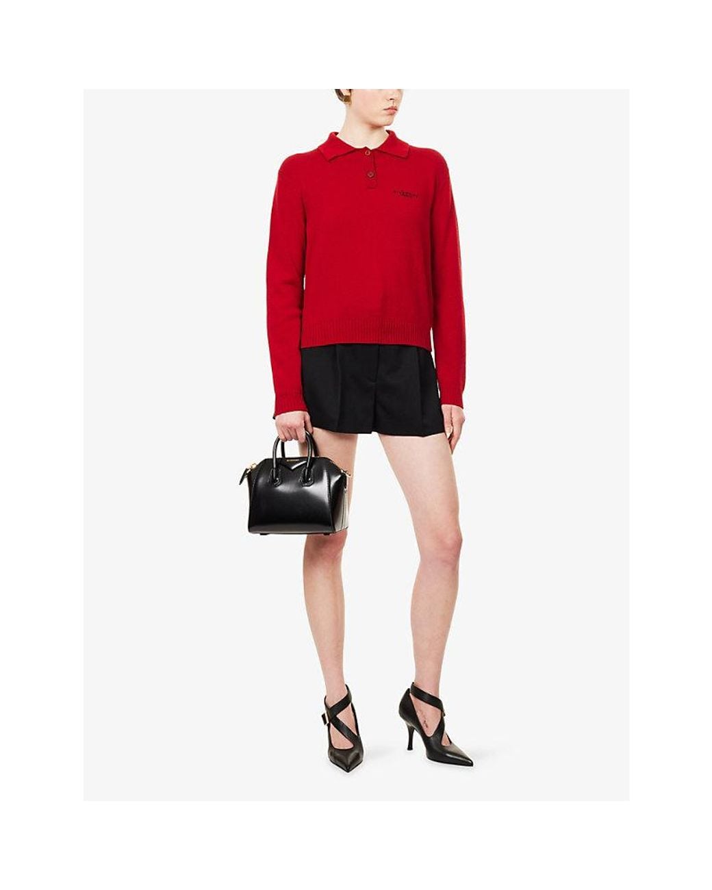 Givenchy Logo-Embroidered Wool And Cashmere-Blend Polo Jumper