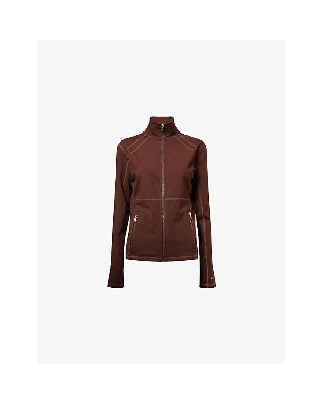 Now You Live Brown Clayton High-Neck Stretch-Jersey Jacket