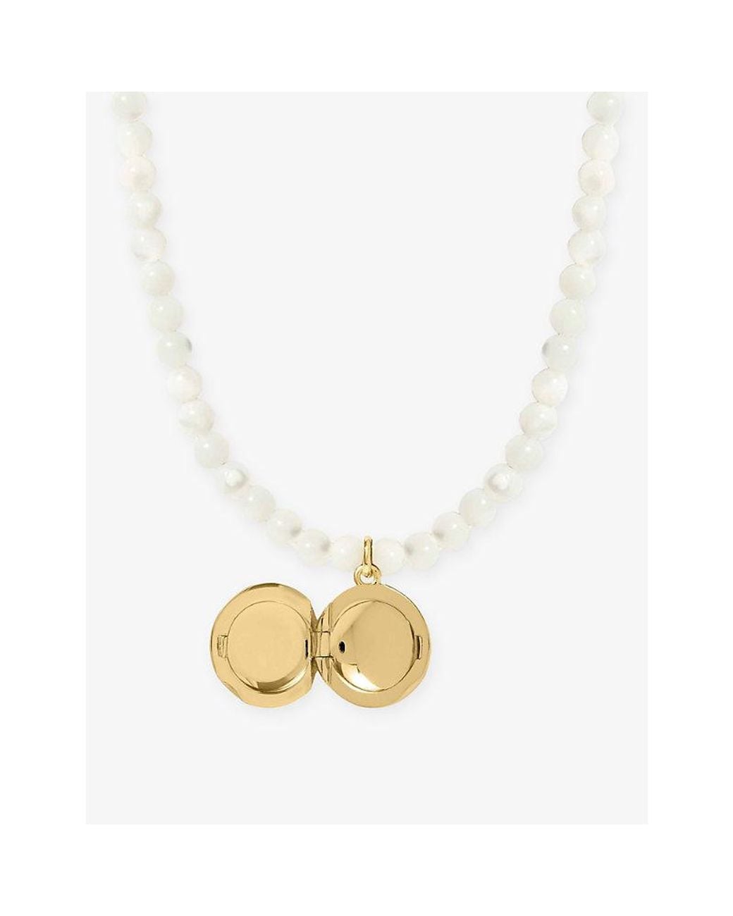 Astley Clarke Metallic Tiny Star 18Ct- Plated Sterling- And Mother Of Pearl Locket Necklace