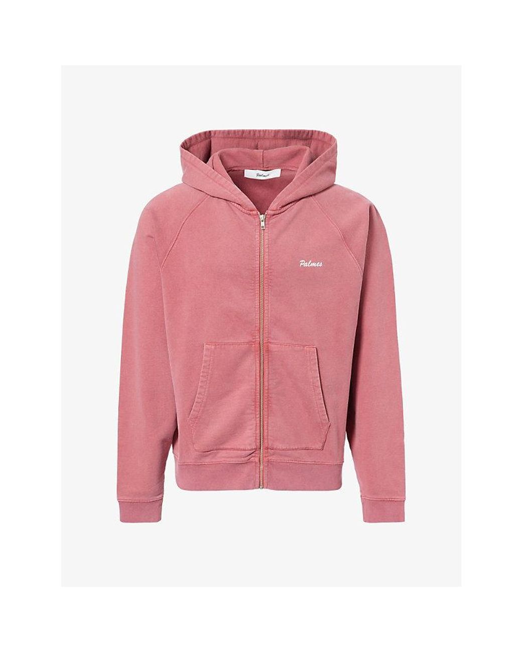 Palmes Pink Brand-Print Cotton Hoody for men