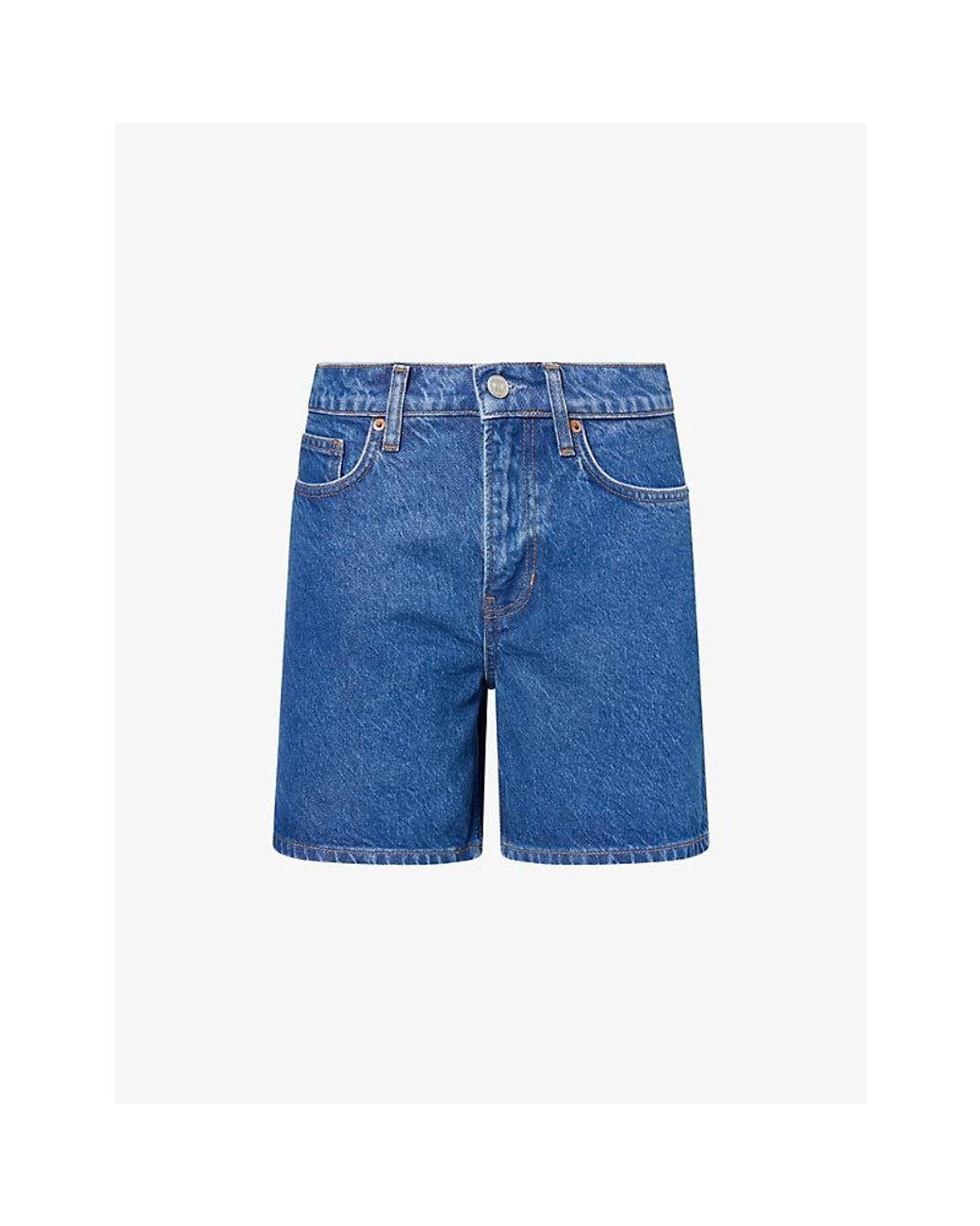 Reformation Blue Raye Mid-Rise Denim Shorts