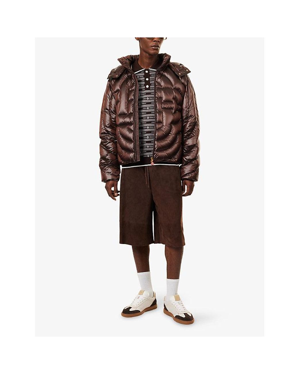 Casablanca Brown Quilted Down Woven Puffer Jacket for men