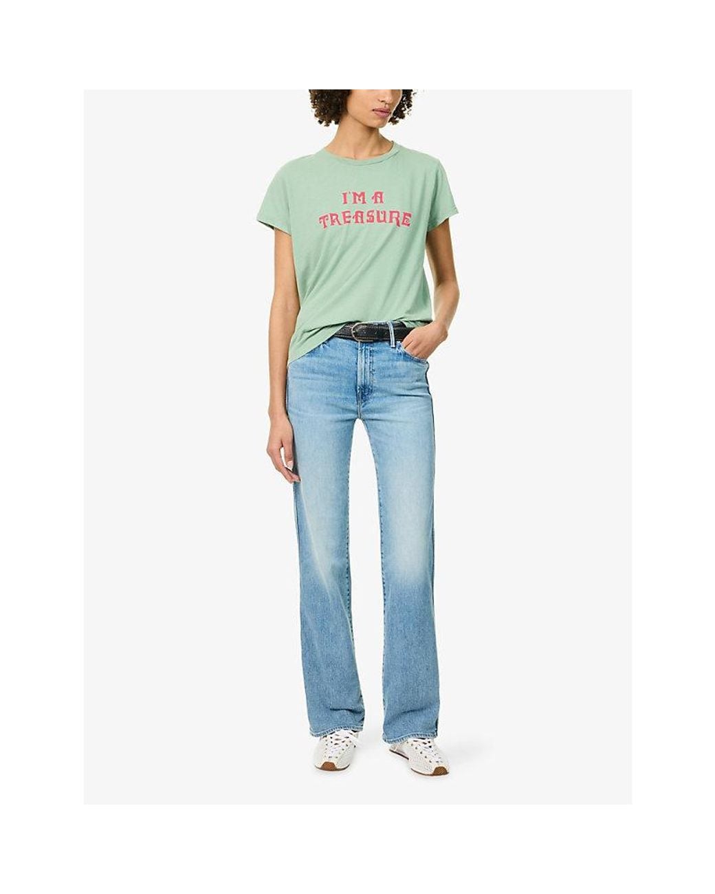 Mother Blue The Kick It Straight-Leg Denim Jeans