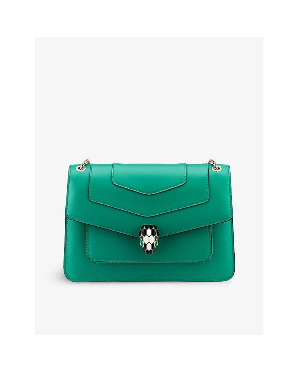 BVLGARI Green Forever Snake-Clasp Leather Cross-Body Bag