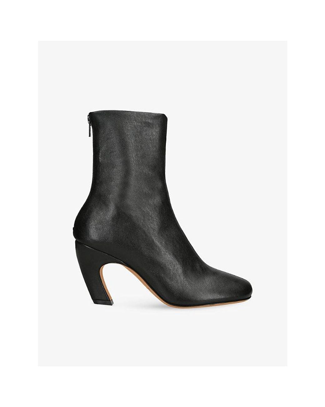 Le Monde Beryl Black Mica Glove Heeled Leather Ankle Boots