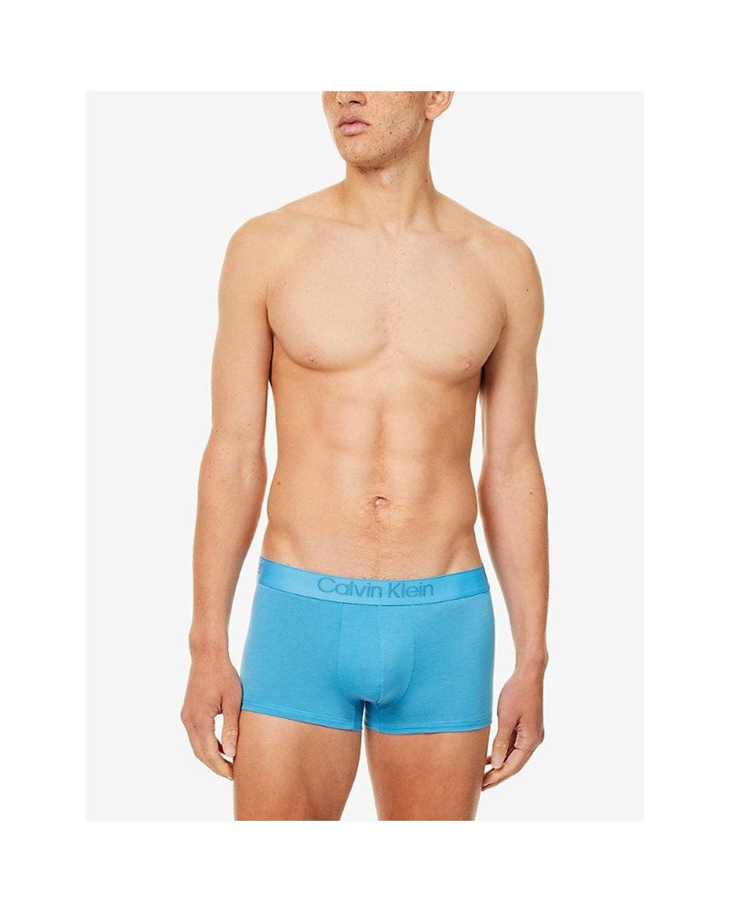 Calvin Klein Blue Branded-Waistband Pack Of Three Stretch-Jersey Low-Rise Trunks for men