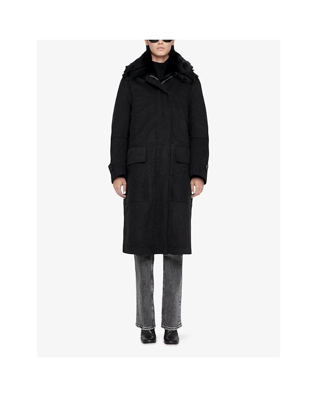 AllSaints Black Elisa Relaxed-Fit Leather Bomber Jacket