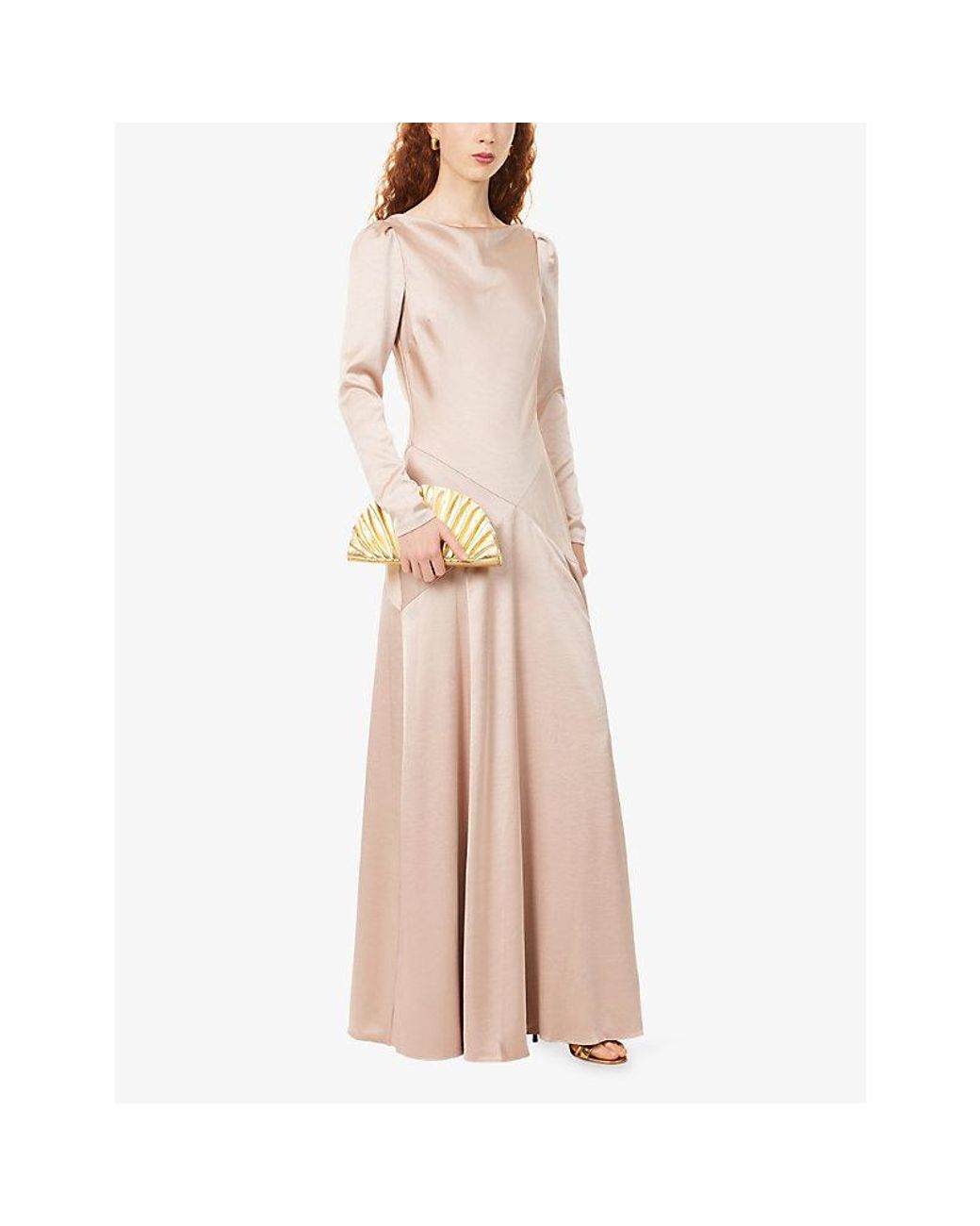 Needle & Thread Pink Evangeline Cowl-Neck Satin Gown