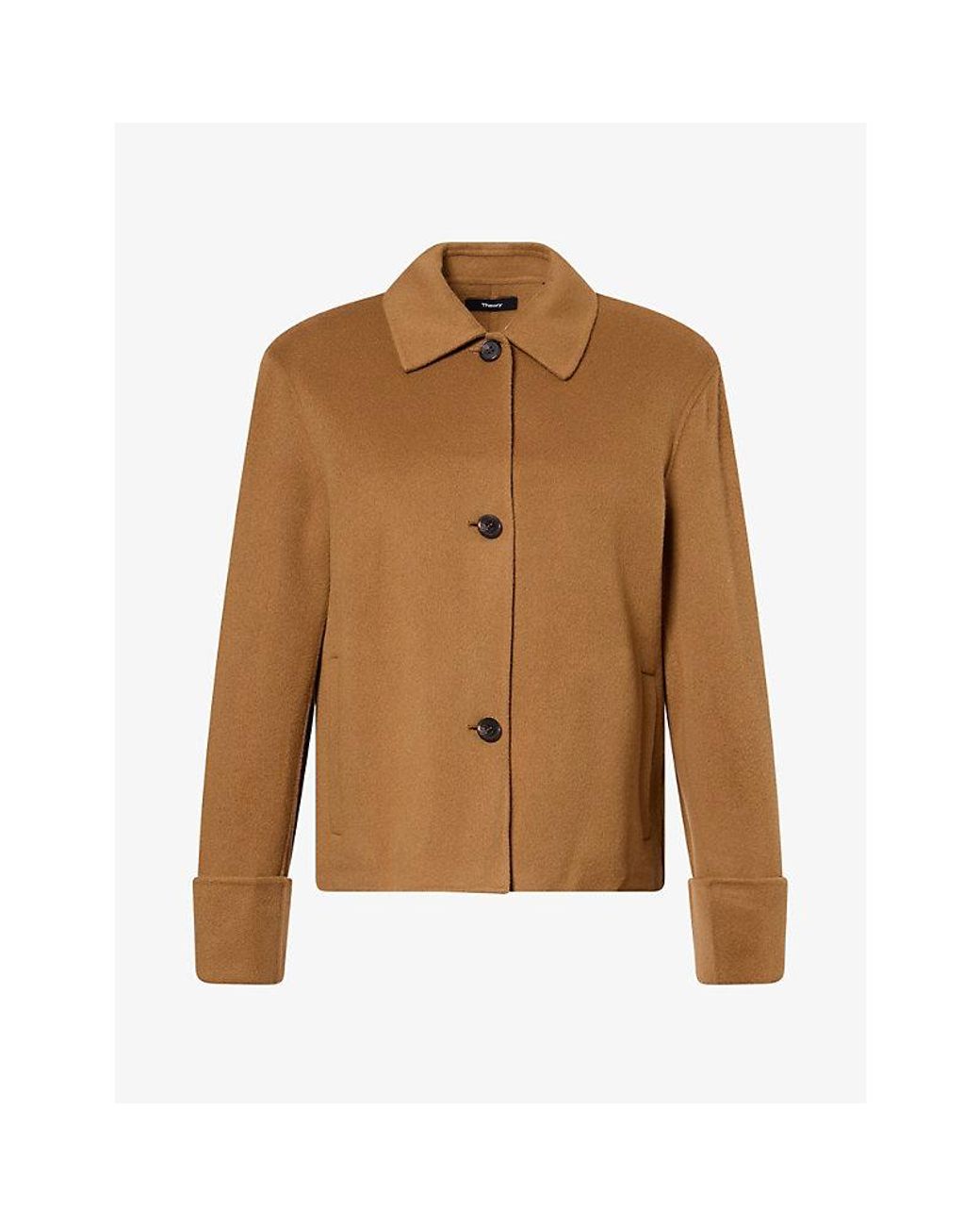Theory Brown Wide-Cuff Wool-Blend Jacket