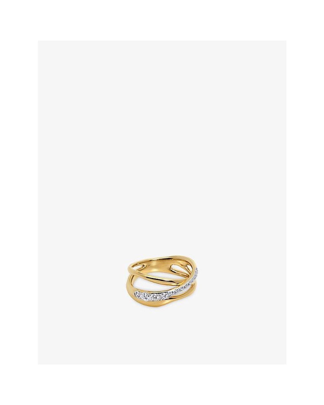Monica Vinader Metallic Nura Pavé 18Ct Vermeil And Lab-Grown Diamond Ring