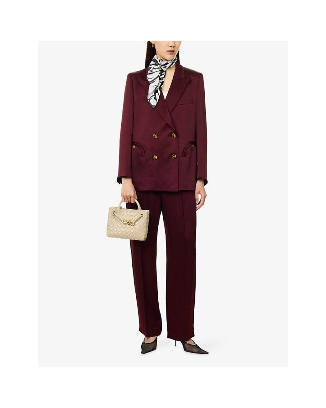 Blazé Milano Red Everynight Double-Breasted Satin Blazer