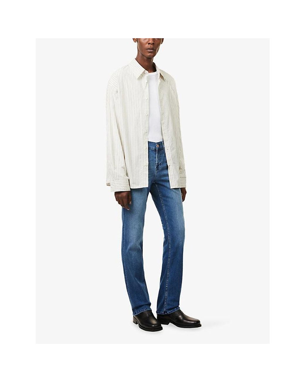 7 For All Mankind Blue Austyn Straight-Leg Denim Jeans for men