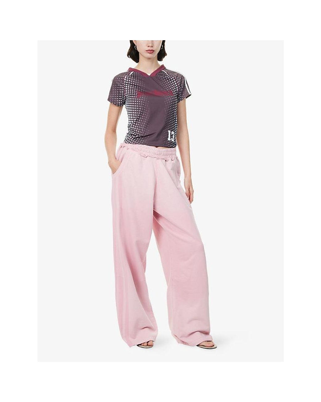 Jaded London Pink Striped Wide-Leg Cotton Jogging Bottoms