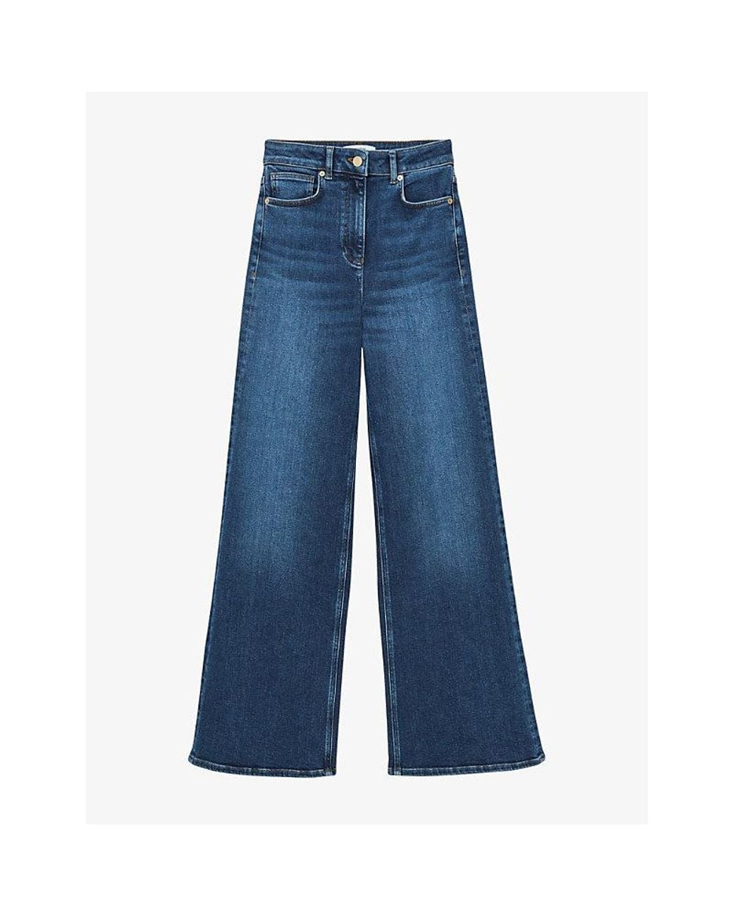 Reiss Blue Jas Wide-Leg High-Rise Stretch-Denim Jeans