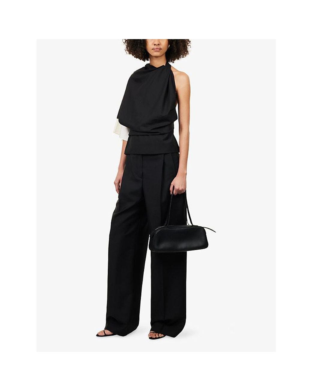 RÓHE Frames Black Mid-Rise Tailored Wool-Blend Trousers