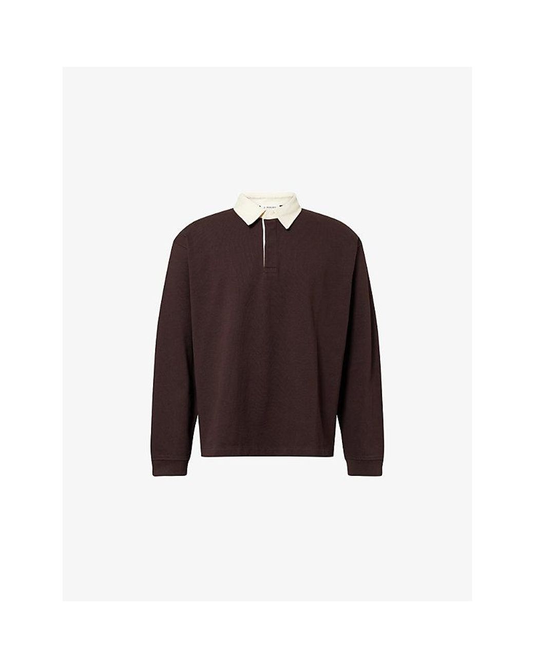 FRAME Brown Contrast-Collar Cotton Polo Shirt for men