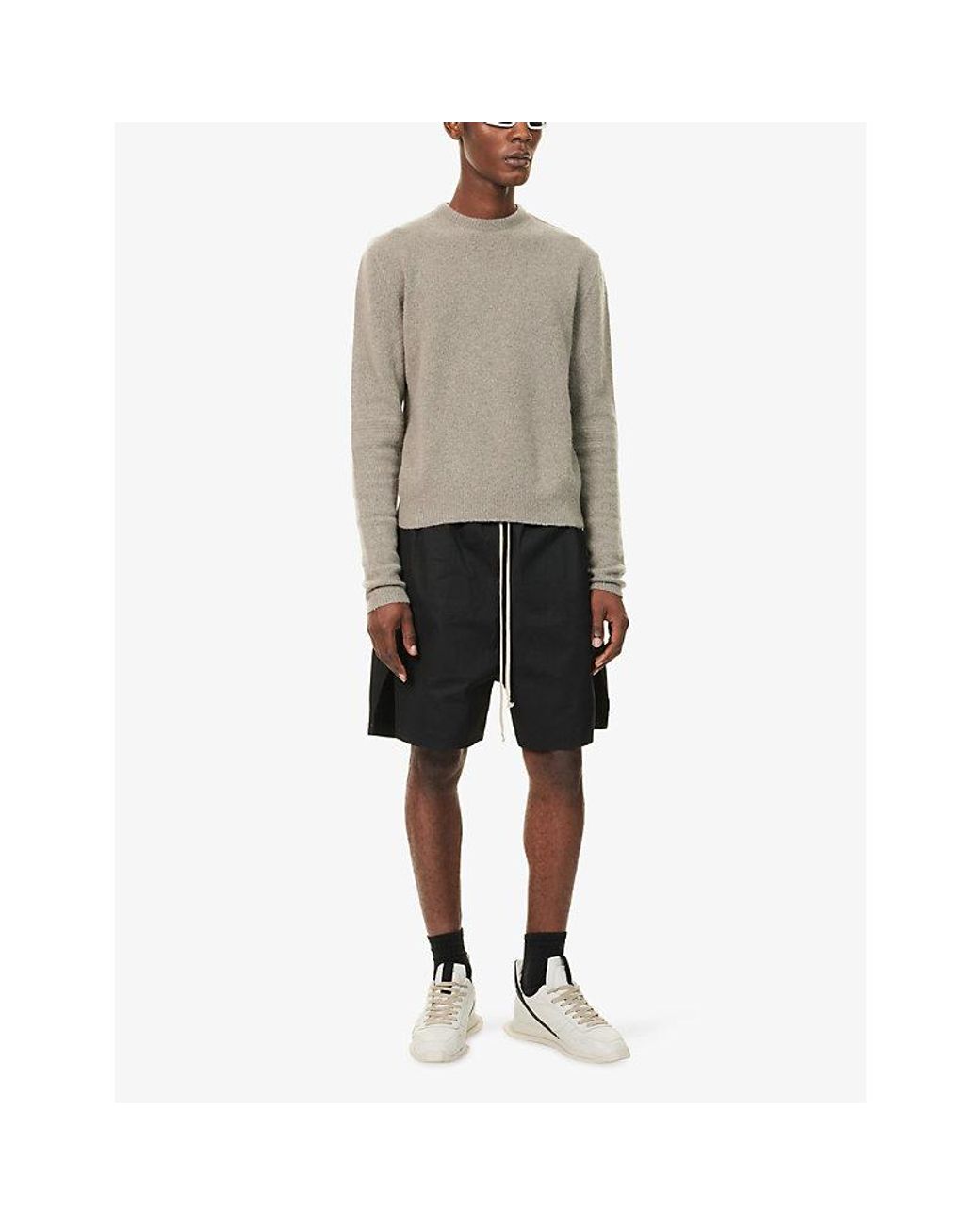 Rick Owens Black Drawstring Cotton-Jersey Shorts for men