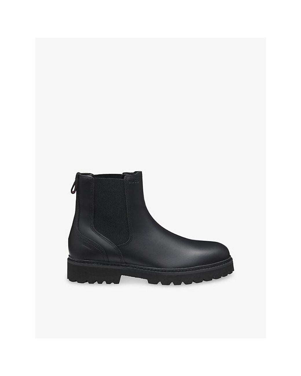 HUGO Black Logo-Embossed Leather Chelsea Boots for men