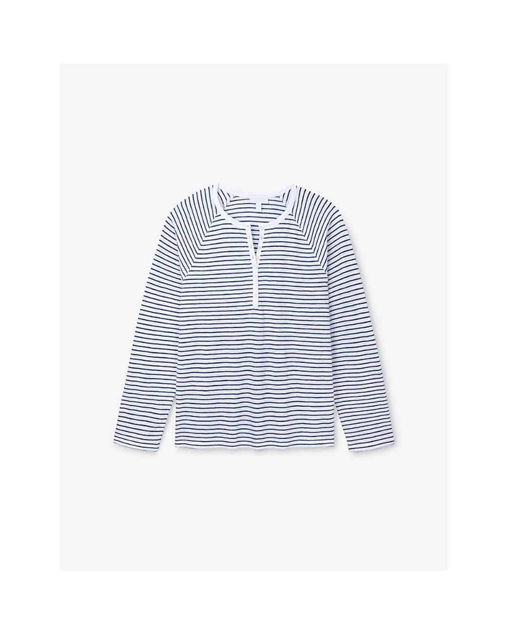 The White Company Blue Striped Round-Neck Cotton Top