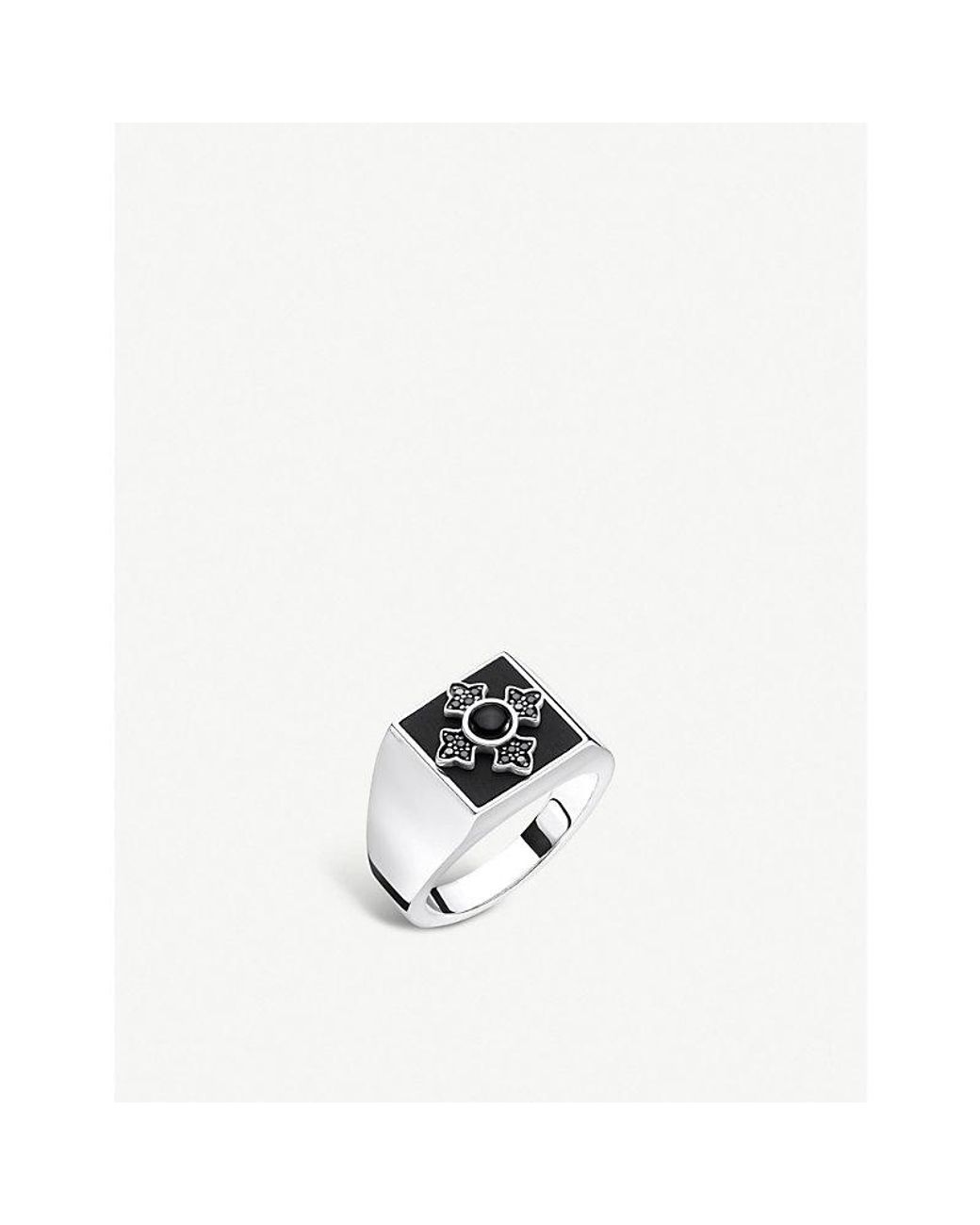Thomas Sabo Rebel At Heart Sterling-silver And Onyx Signet Ring in White  for Men | Lyst