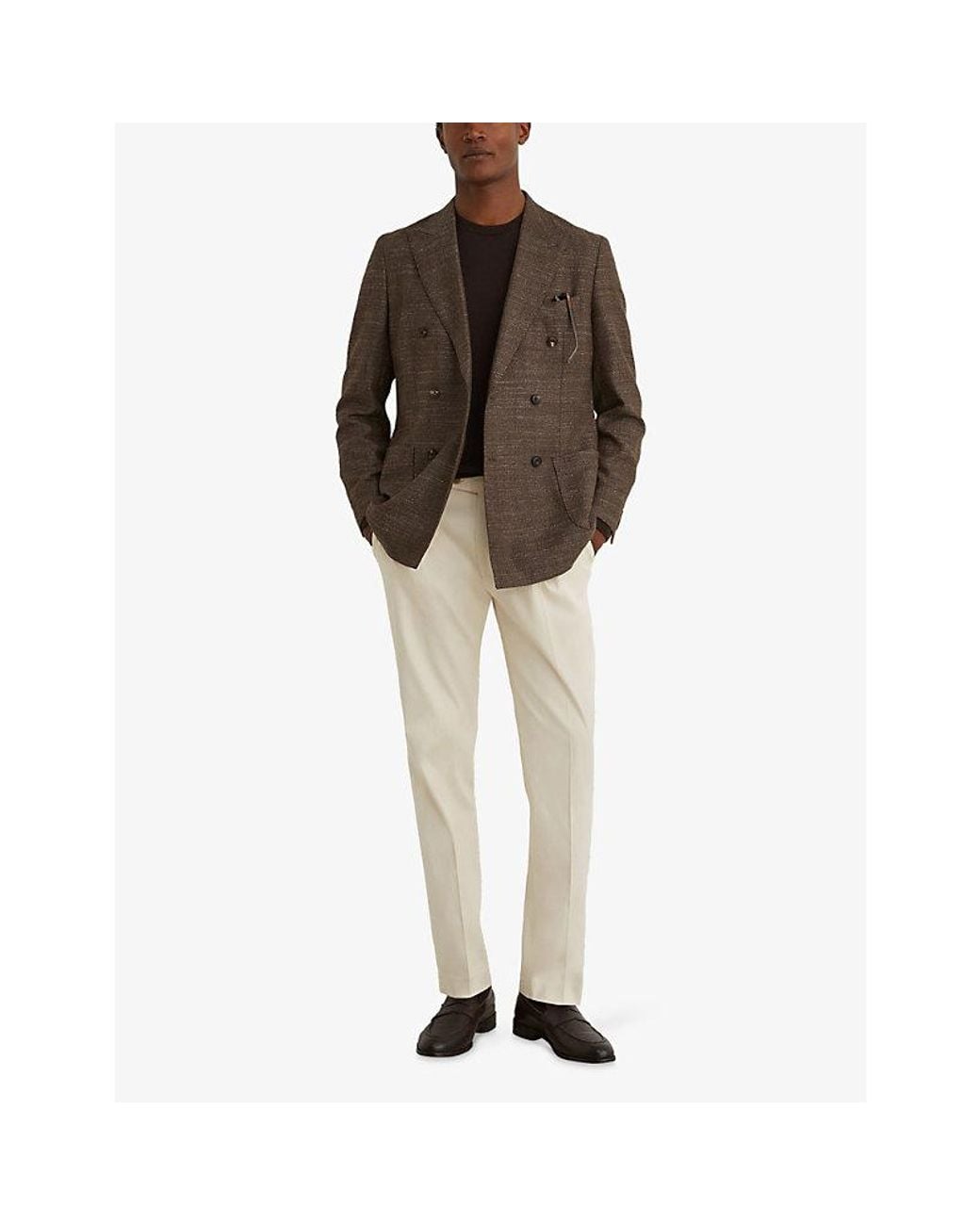 Reiss Natural Float Tailored-Fit Side-Adjuster Cotton-Blend Trousers for men