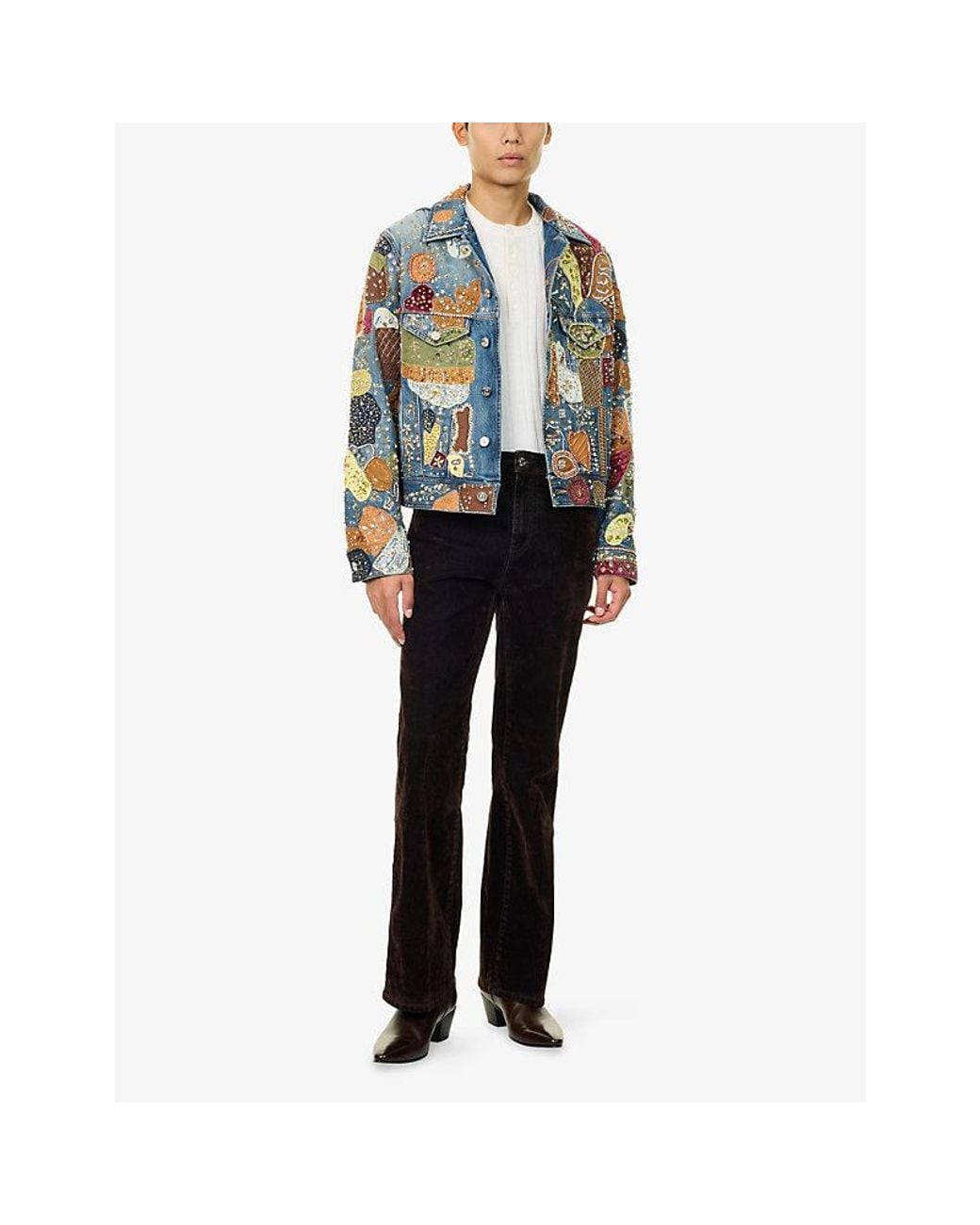 Amiri Blue Embellished Trucker Denim Jacket for men