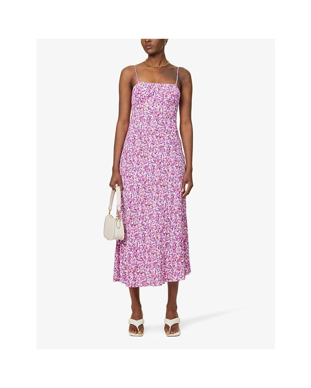 Faithfull The Brand Lou Floral Print Violet San Paolo Flower-print Rayon  Maxi Dress X in Purple | Lyst