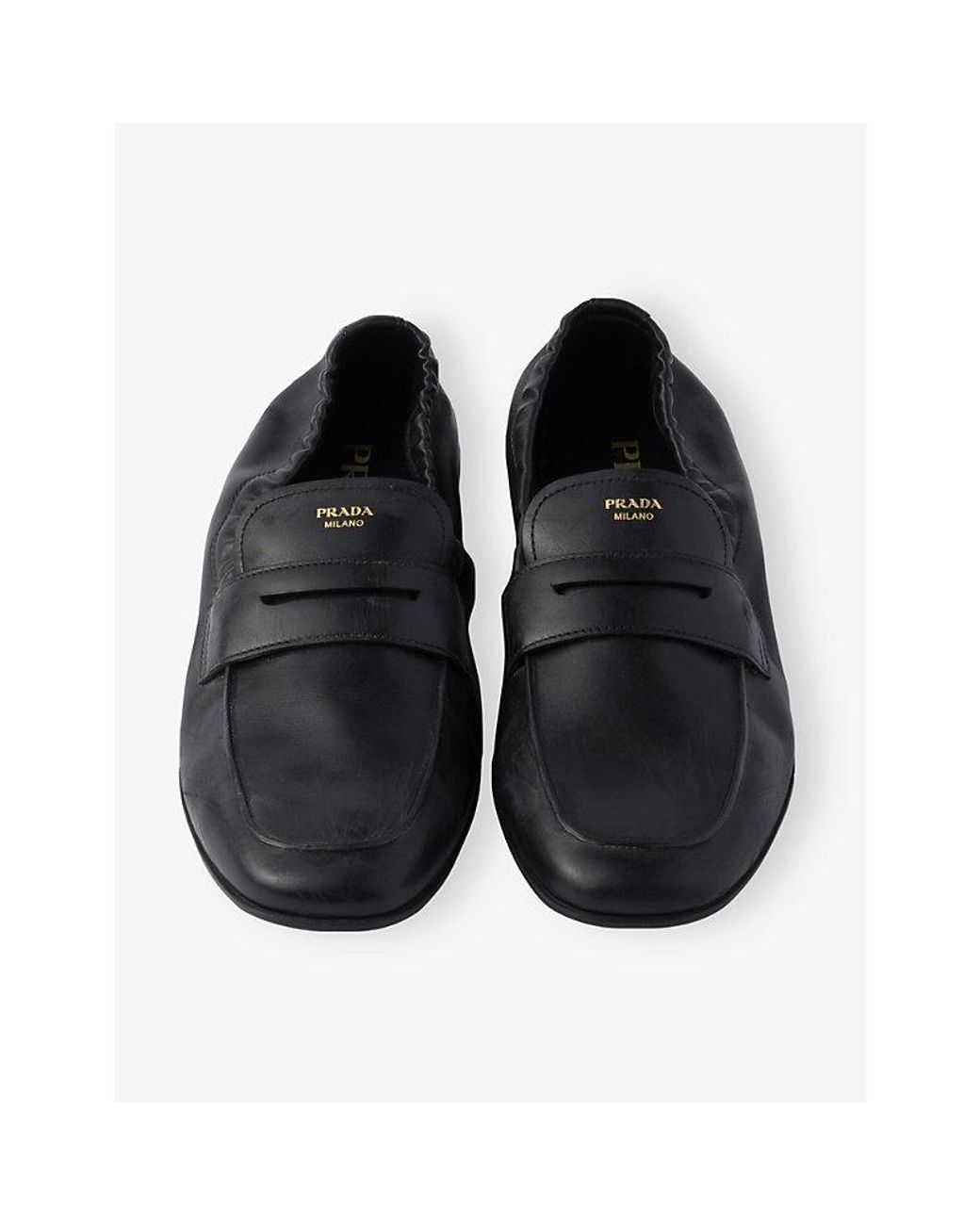 Prada Blue Shuffle Antiqued Leather Loafers